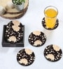 Black Flower Black MDF (Set of 6 ) Table Coasters