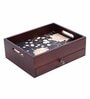 Black Flower Brown MDF Wood Cutlery Holder