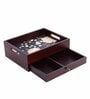 Black Flower Brown MDF Wood Cutlery Holder