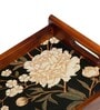 Black Flower Brown Teak Wood & MDF Serving Tray Reinvention factory