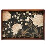 Black Flower Brown Teak Wood & MDF Serving Tray Reinvention factory