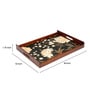 Black Flower Brown Teak Wood & MDF Serving Tray Reinvention factory