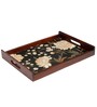 Black Flower Brown Teak Wood & MDF Serving Tray Reinvention factory