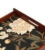 Black Flower Brown Teak Wood & MDF Serving Tray Reinvention factory
