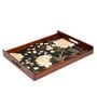 Black Flower Brown Teak Wood & MDF Serving Tray Reinvention factory