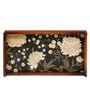 Black Flower Brown Teak Wood & MDF Serving Tray Reinvention factory