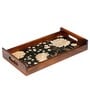 Black Flower Brown Teak Wood & MDF Serving Tray Reinvention factory