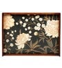 Black Flower Brown Teak Wood & MDF Serving Tray Reinvention factory