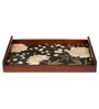 Black Flower Brown Teak Wood & MDF Serving Tray Reinvention factory