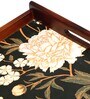 Black Flower Brown Teak Wood & MDF Serving Tray Reinvention factory