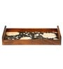 Black Flower Brown Teak Wood & MDF Serving Tray Reinvention factory