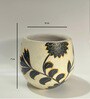 Black Flower Hand Painted Clay Jar