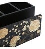Black Flower Multicolor MDF Cutlery and Tissue Holder