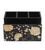 Black Flower Multicolor MDF Cutlery and Tissue Holder