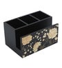 Black Flower Multicolor MDF Cutlery and Tissue Holder