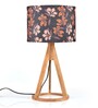 Black Flower Trio Wooden Lamp