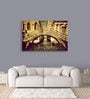 Destination Bridge In Beige Canvas Framed Art Print (33 x 21 Inches)