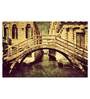 Destination Bridge In Beige Canvas Framed Art Print (33 x 21 Inches)