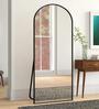 65 Inch Black Metal Frame Full Arch Mirror with Stand