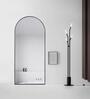 65 Inch Black Metal Frame Full Arch Mirror with Stand