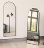 65 Inch Black Metal Frame Full Arch Mirror with Stand