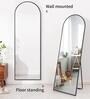 65 Inch Black Metal Frame Full Arch Mirror with Stand