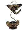 Black Ganesha T Light Holder, Diwali Lights , Diwali Decorative T light Holder Iron 1-Cup Tealight Holder  (Gold, Pack of 1)