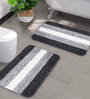 Black Geometric Microfibre 28x20 Inches Max Absorbant Bath Mat (Set of 2)