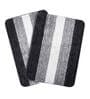 Black Geometric Microfibre 28x20 Inches Max Absorbant Bath Mat (Set of 2)