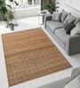Beige Geometric Jute 5 x 7 Feet Hand Woven Carpet