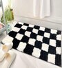 Black Geometric Microfibre 24x16 Inches  Bath Mat