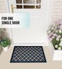 Black Geometric Microfibre 30x18 Inches Anti Skid Door Mat