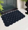 Black Geometric Microfibre 30x18 Inches Anti Skid Door Mat