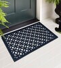 Black Geometric Microfibre 30x18 Inches Anti Skid Door Mat