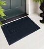 Black Geometric Microfibre 30x18 Inches Anti Skid Door Mat