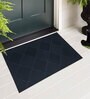 Black Geometric Microfibre 30x18 Inches Anti Skid Door Mat