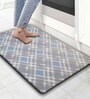 Grey Geometric Microfibre 30x18 Inches Anti Skid Door Mat