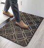 Black Geometric Microfibre 30x18 Inches Anti Skid Door Mat