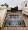 Black Geometric Polyester 4 x 6 Feet Machine Made Carpet