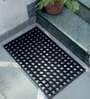 Black Geometric PVC 17x30 Inches AntiSkid Bath Mat