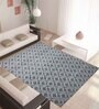 Black Geometric Wool 5 x 7 Feet Hand Woven Carpet