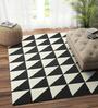 Black Geometric Wool 5ft x 8 ft Hand Tufted Carpet