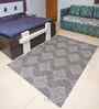 Black Geometrical Cotton 8X4 Feet Hand Woven Carpet