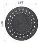 Black Geometrical Jute 3 X 3 Feet Hand Woven Round Carpet