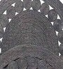 Black Geometrical Jute 3 X 3 Feet Hand Woven Round Carpet