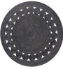 Black Geometrical Jute 3 X 3 Feet Hand Woven Round Carpet