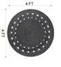 Black Geometrical Jute 4 X 4 Feet Hand Woven Round Carpet