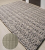 Black Geometrical Pet 7X5 Feet Hand Woven Carpet