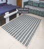 Black Geometrical Wool Hand Woven Carpet