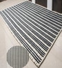 Black Geometrical Wool Hand Woven Carpet